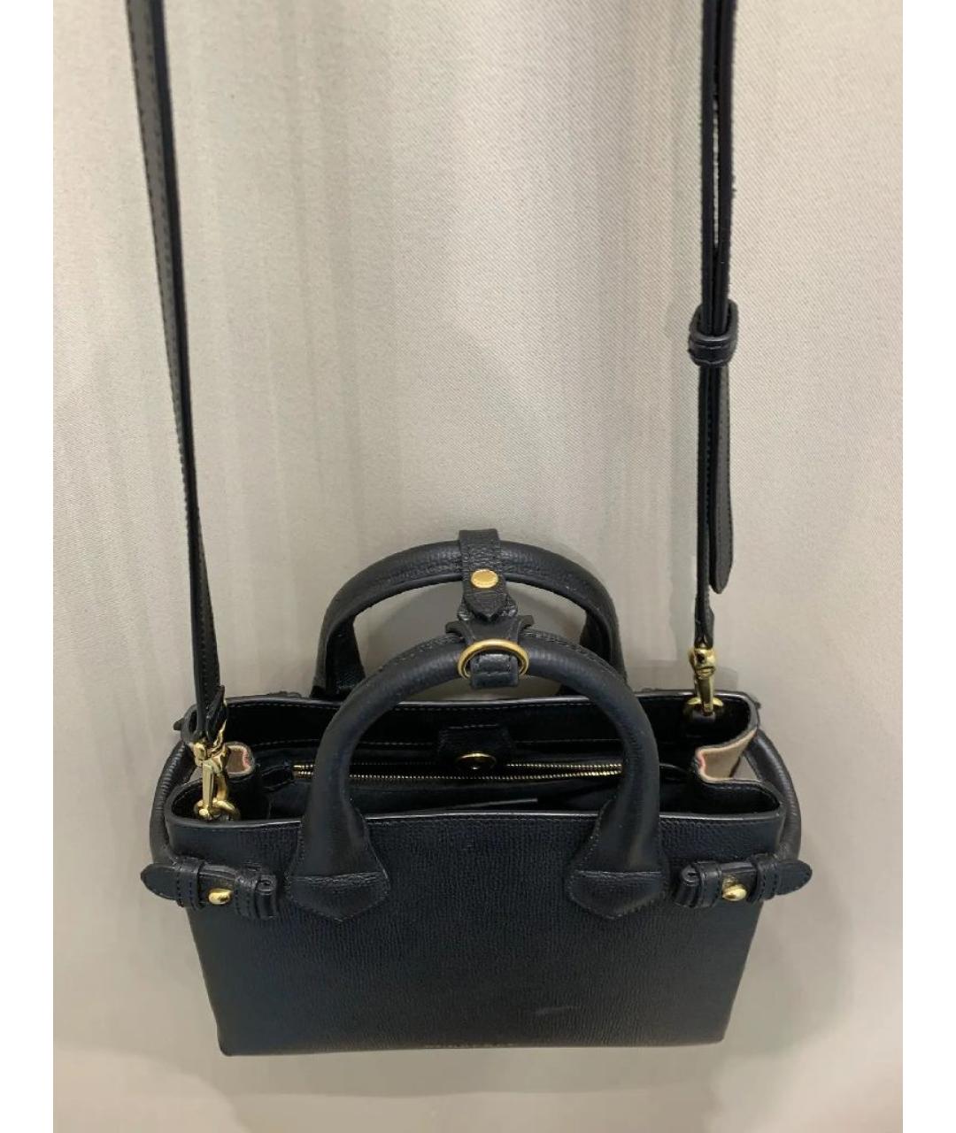 BURBERRY Черная кожаная сумка с короткими ручками, фото 4
