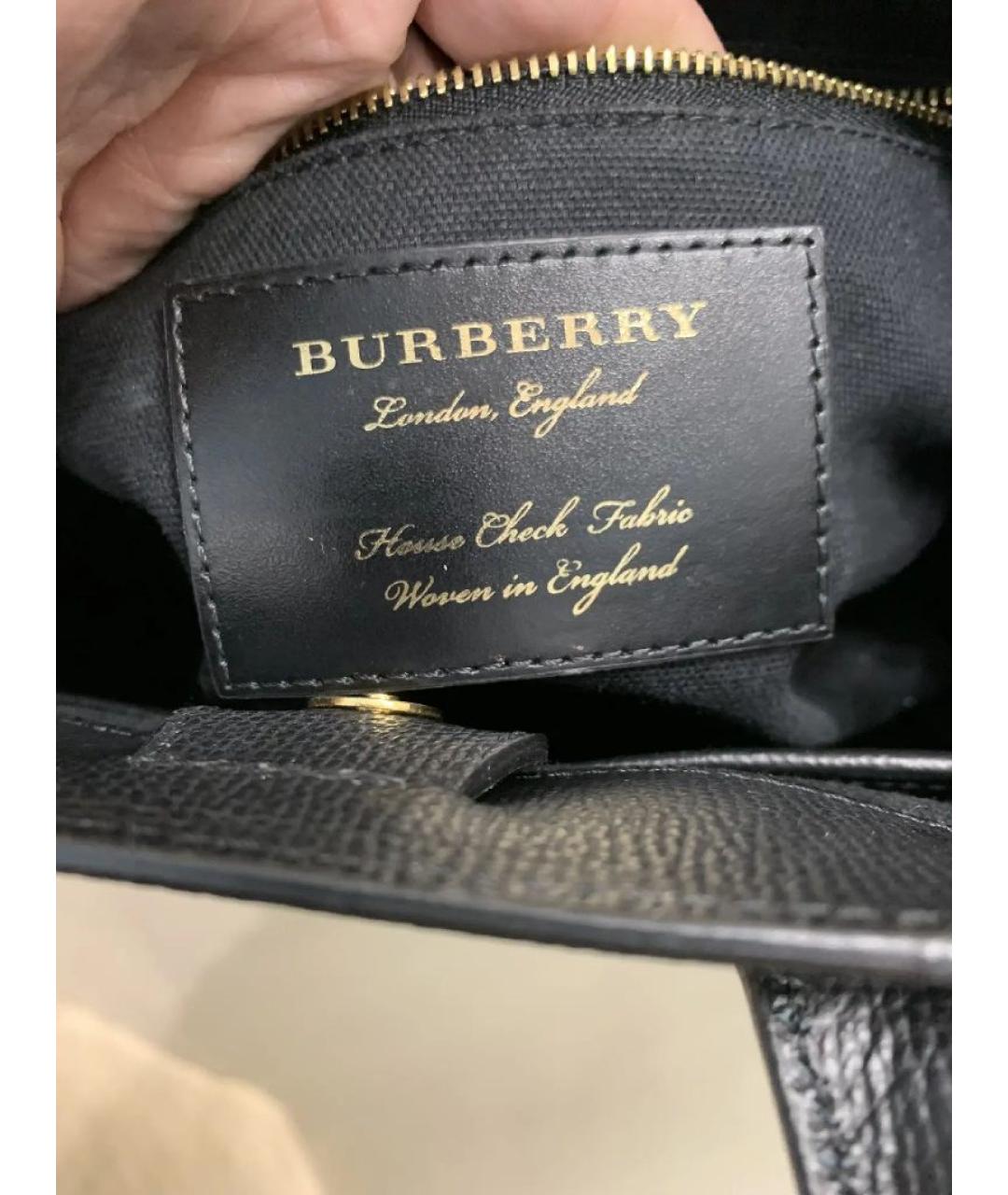 BURBERRY Черная кожаная сумка с короткими ручками, фото 9