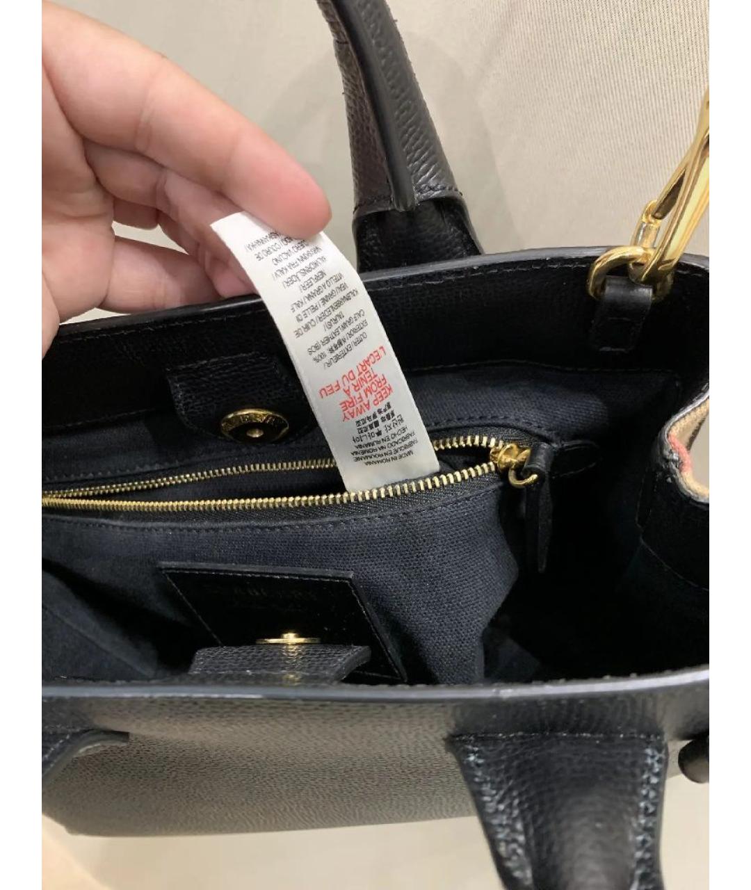 BURBERRY Черная кожаная сумка с короткими ручками, фото 6