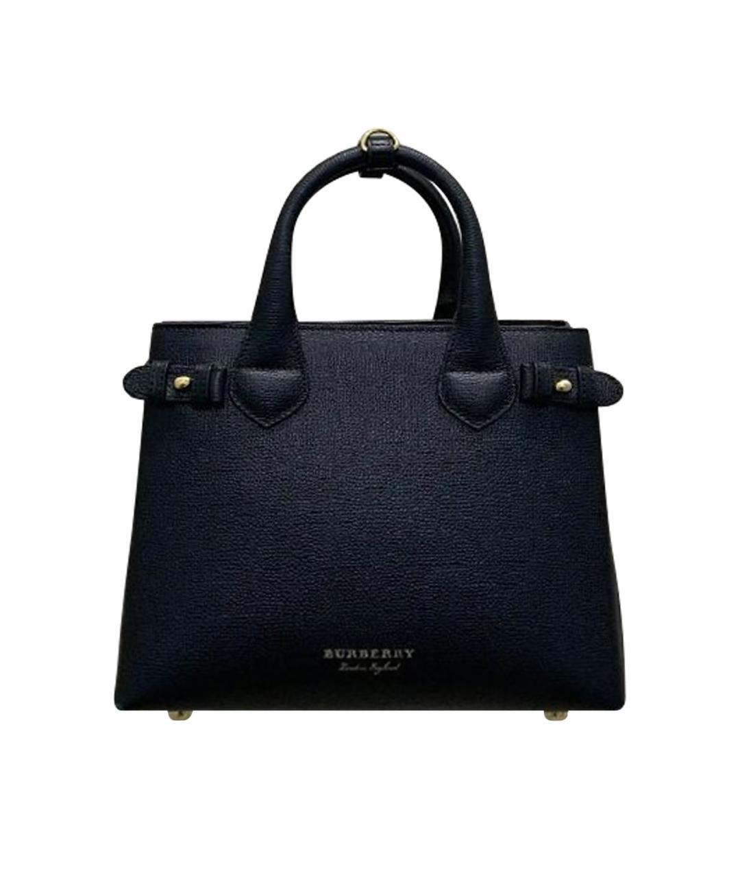 BURBERRY Черная кожаная сумка с короткими ручками, фото 1