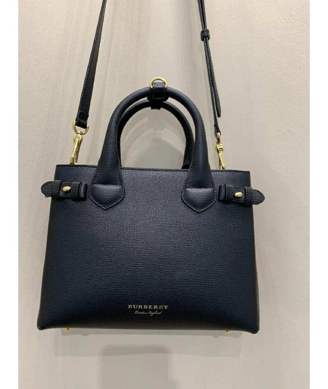 BURBERRY Черная кожаная сумка с короткими ручками, фото 7