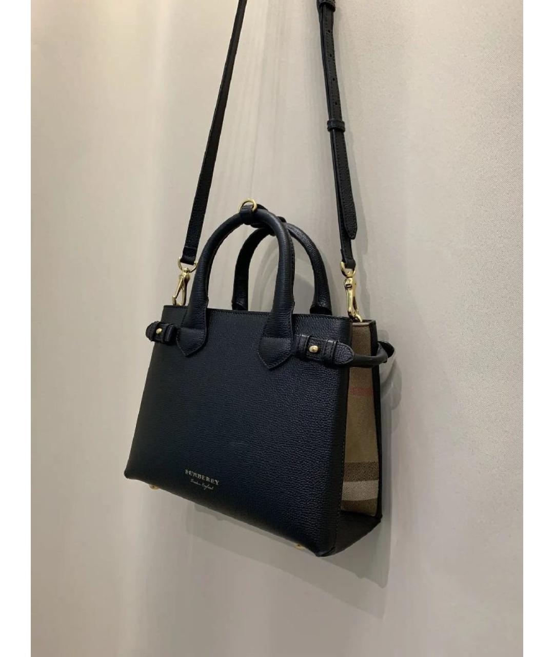 BURBERRY Черная кожаная сумка с короткими ручками, фото 2