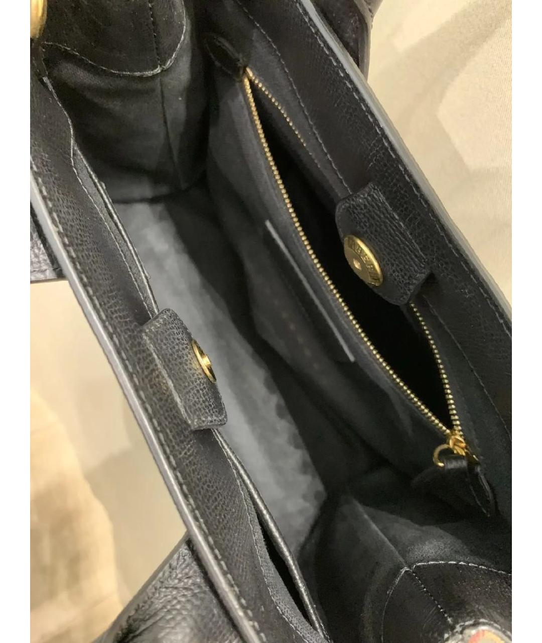 BURBERRY Черная кожаная сумка с короткими ручками, фото 5