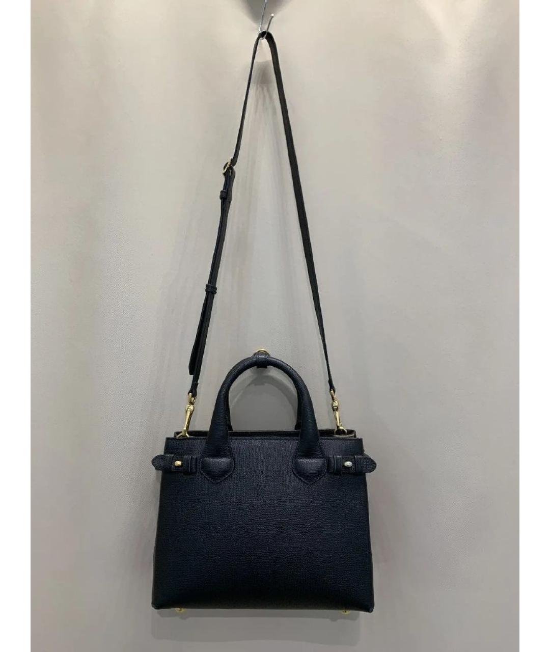 BURBERRY Черная кожаная сумка с короткими ручками, фото 3
