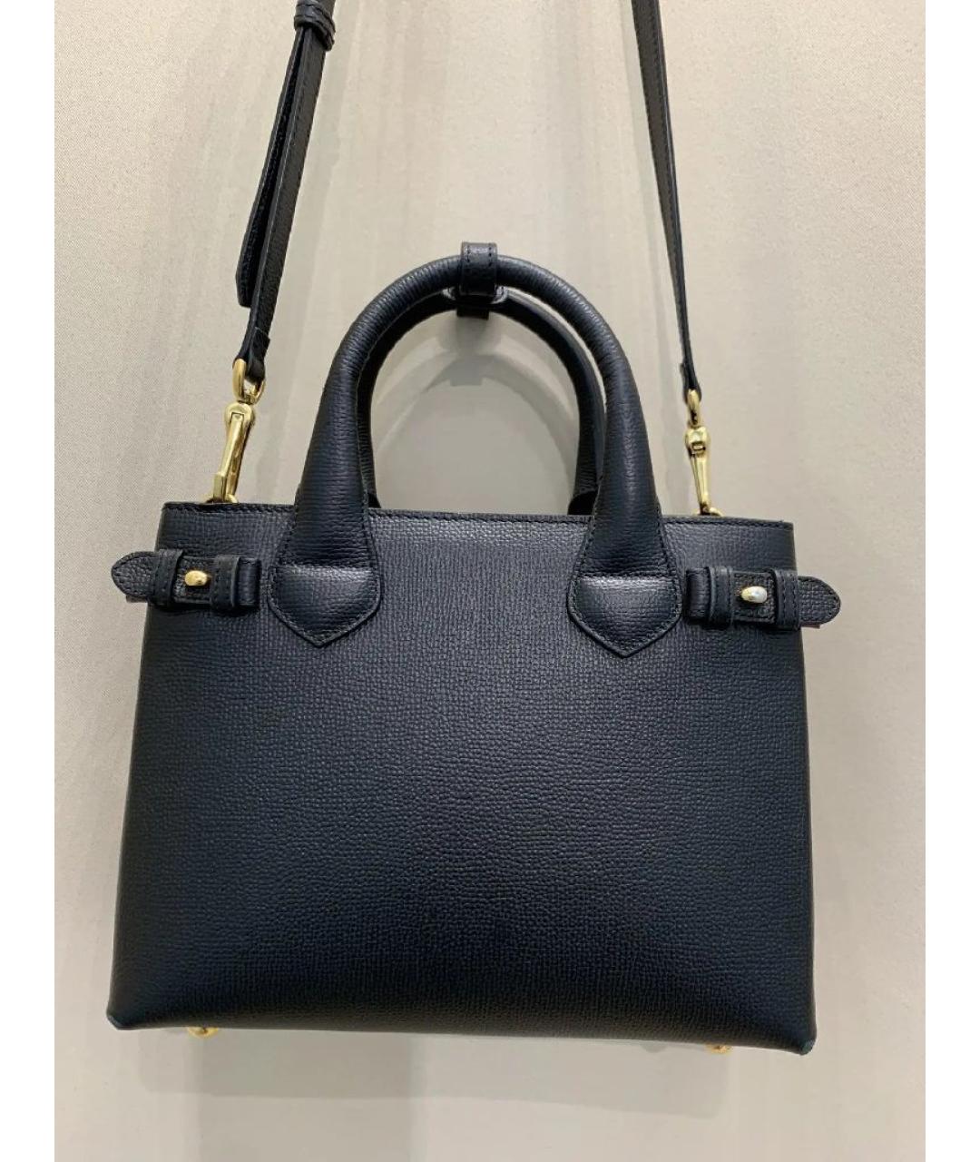 BURBERRY Черная кожаная сумка с короткими ручками, фото 8