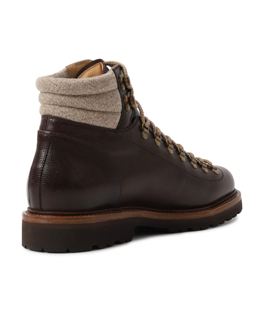 BRUNELLO CUCINELLI Коричневые кожаные высокие ботинки, фото 3