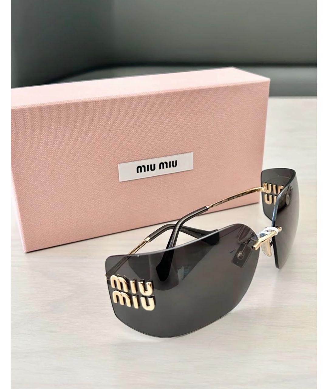 MIU MIU Черные металлические солнцезащитные очки, фото 6