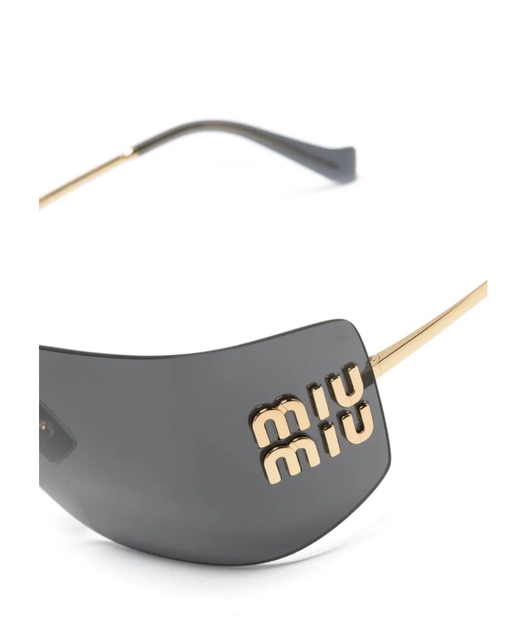 MIU MIU Черные металлические солнцезащитные очки, фото 3