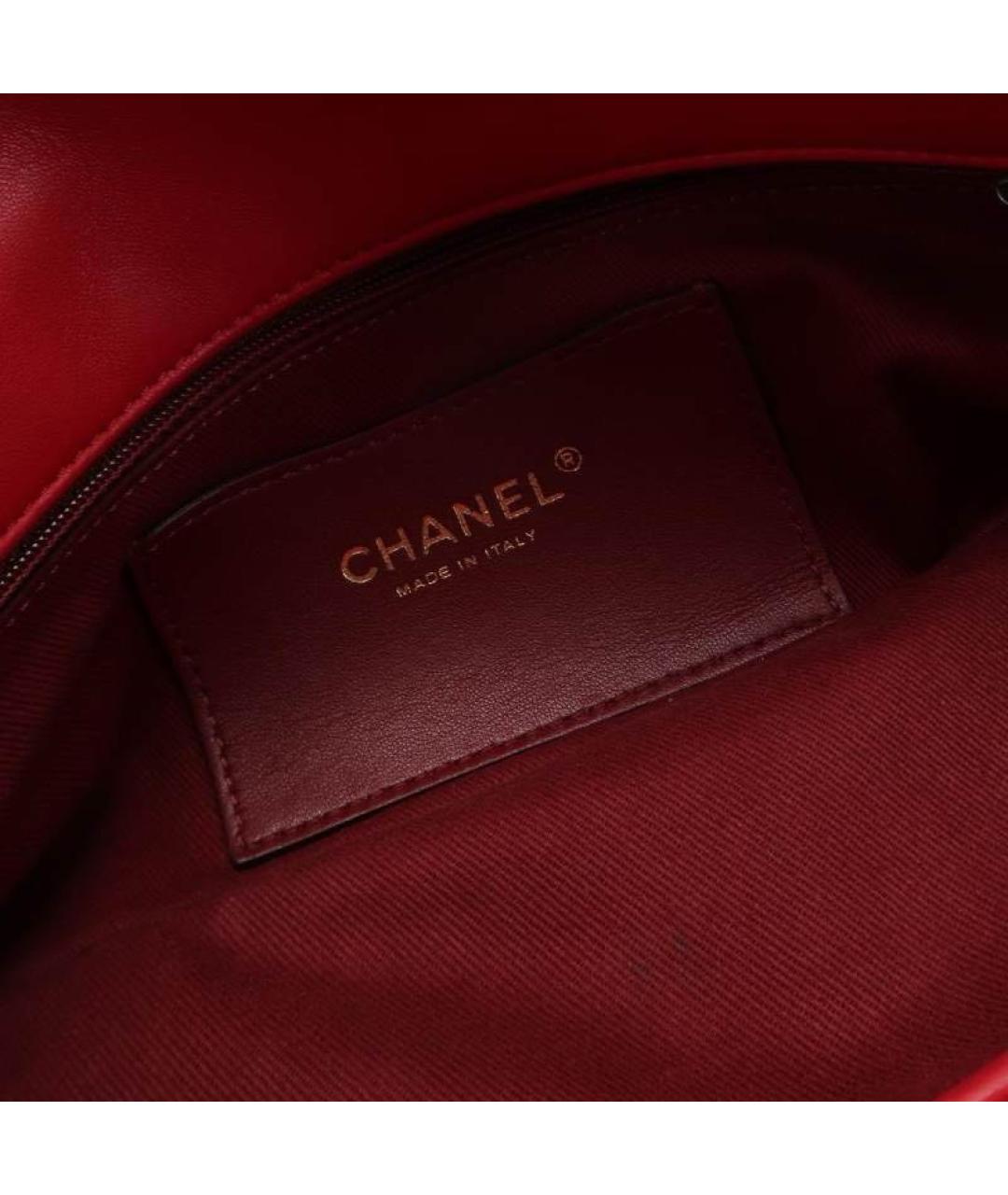 CHANEL Красная кожаная сумка тоут, фото 6