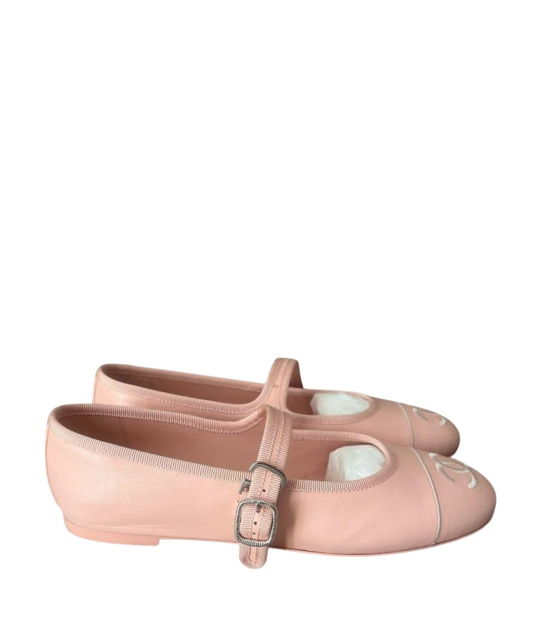 CHANEL Розовые кожаные балетки, фото 1