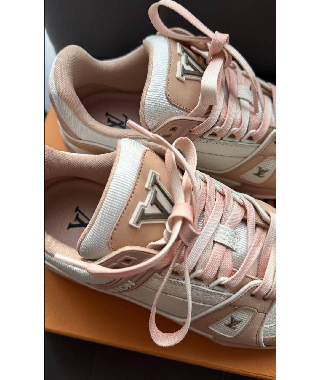 LOUIS VUITTON Розовые кожаные кроссовки, фото 5