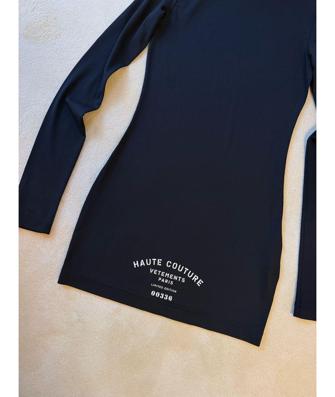 VETEMENTS Черное хлопко-эластановое коктейльное платье, фото 4