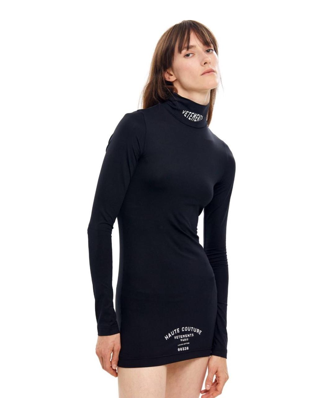 VETEMENTS Черное хлопко-эластановое коктейльное платье, фото 5