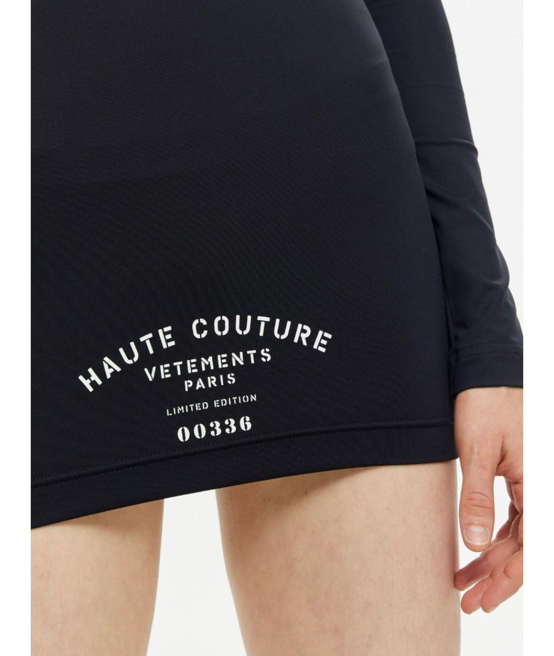 VETEMENTS Черное хлопко-эластановое коктейльное платье, фото 7