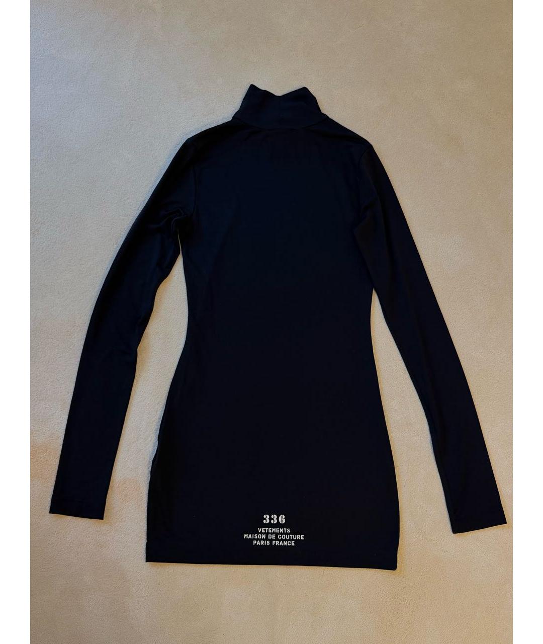 VETEMENTS Черное хлопко-эластановое коктейльное платье, фото 2