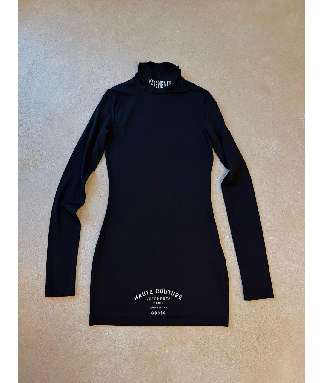 VETEMENTS Черное хлопко-эластановое коктейльное платье, фото 9