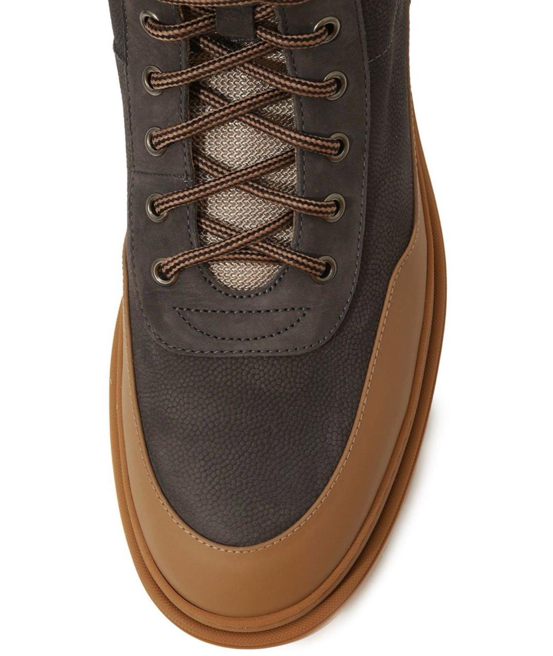 BRUNELLO CUCINELLI Коричневые кожаные высокие ботинки, фото 4