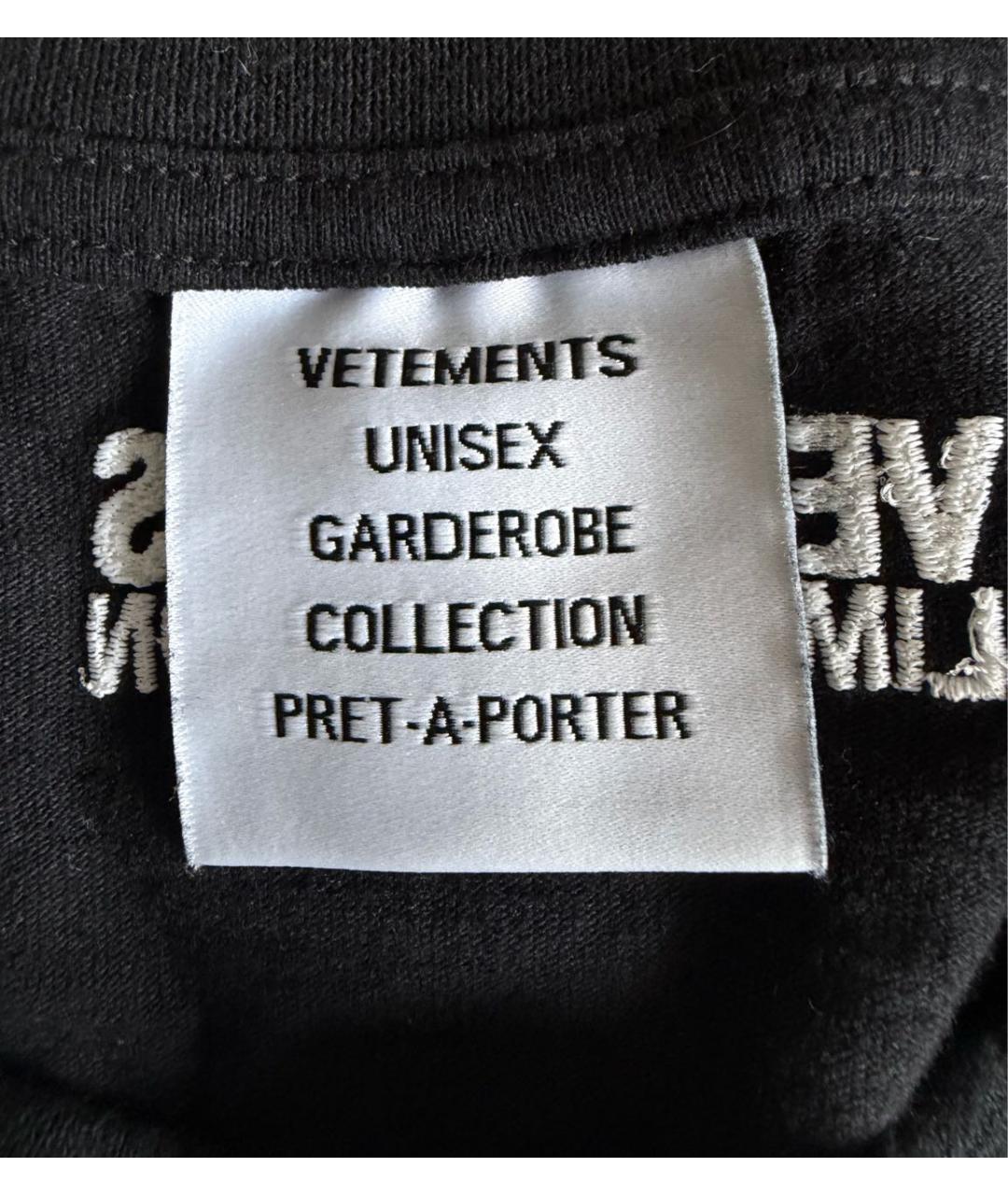 VETEMENTS Черная хлопковая футболка, фото 5