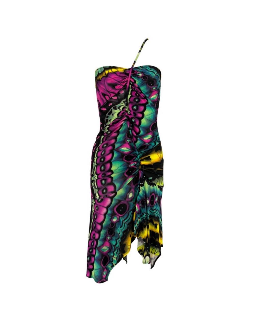 VERSACE Мульти вискозное коктейльное платье, фото 8