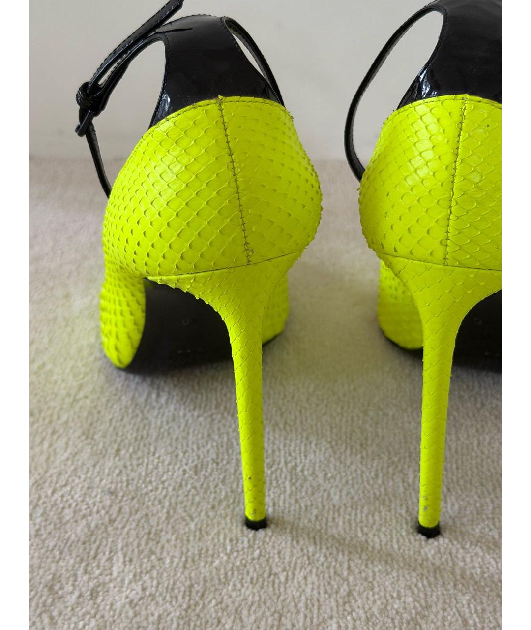 SAINT LAURENT Салатовые туфли из кожи питона, фото 7