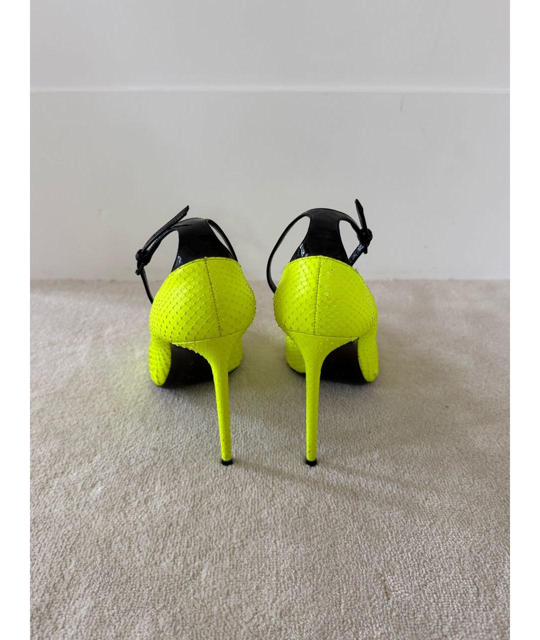 SAINT LAURENT Салатовые туфли из кожи питона, фото 4