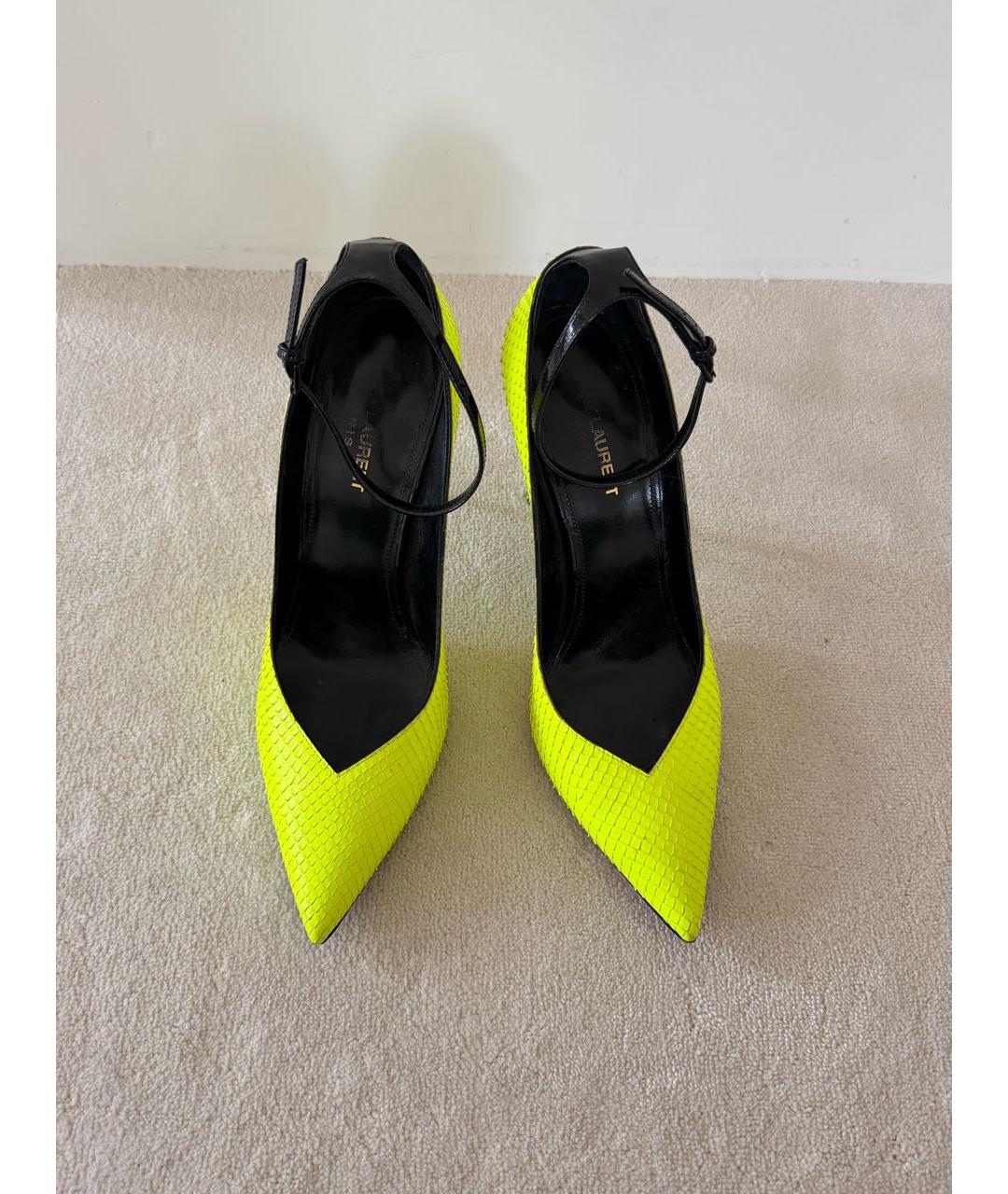 SAINT LAURENT Салатовые туфли из кожи питона, фото 3
