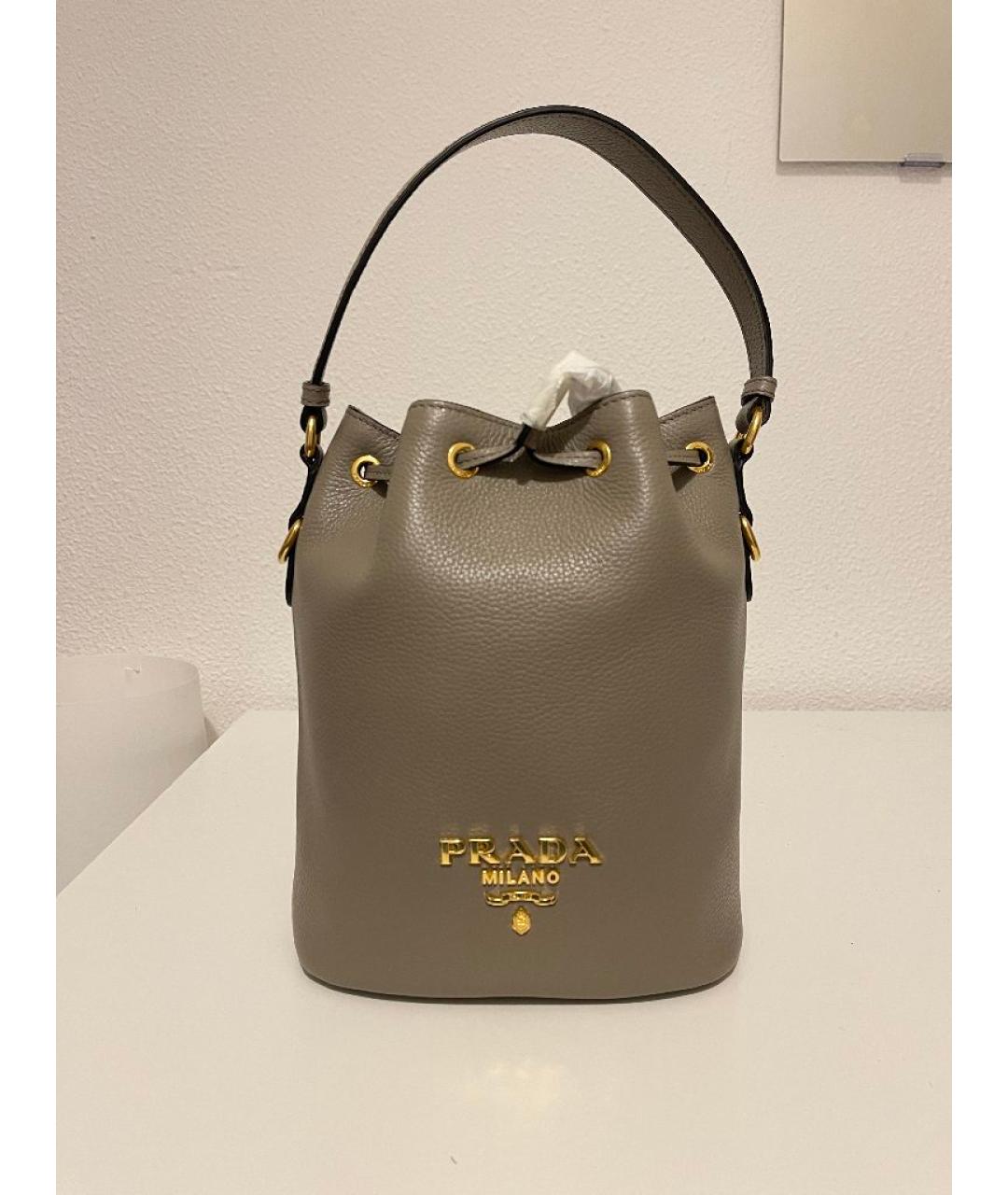 PRADA Бежевая кожаная сумка через плечо, фото 4