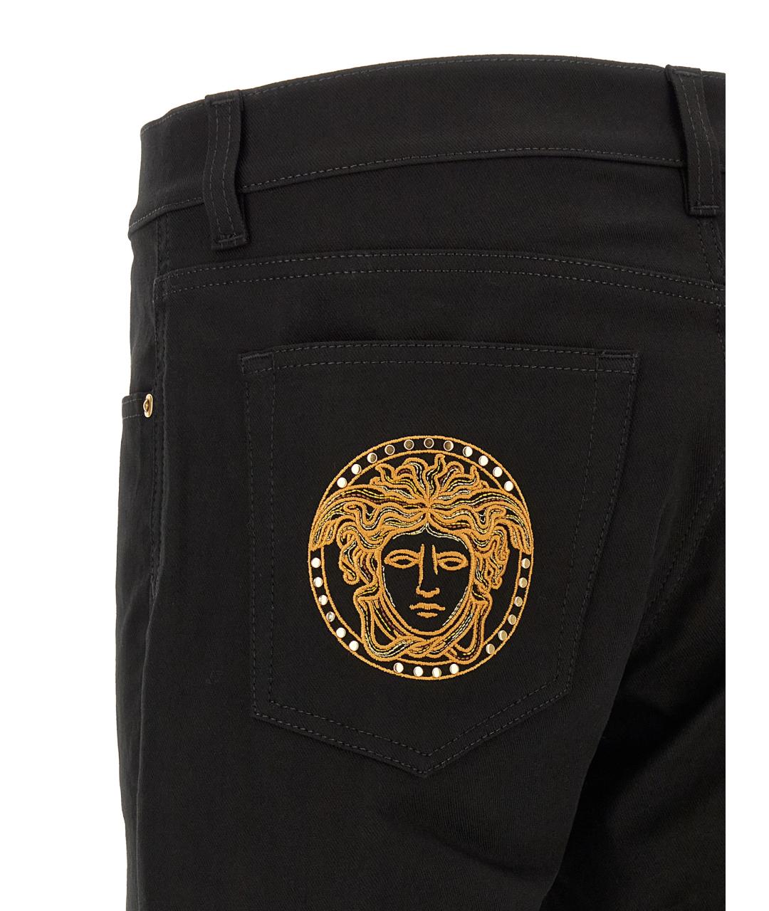 VERSACE Черные хлопковые прямые джинсы, фото 5