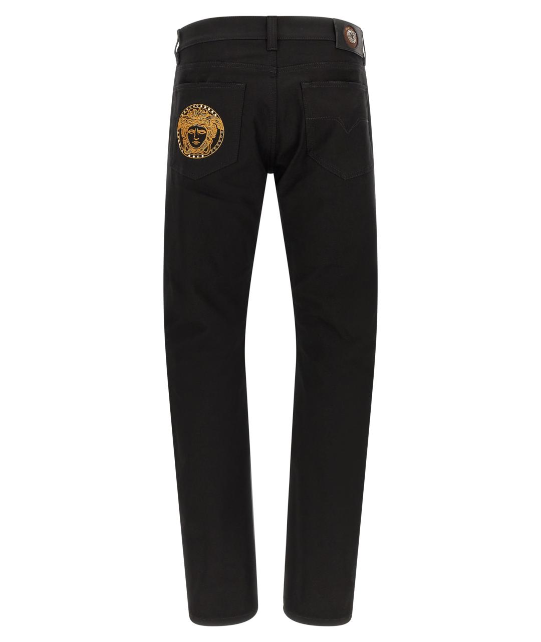 VERSACE Черные хлопковые прямые джинсы, фото 2