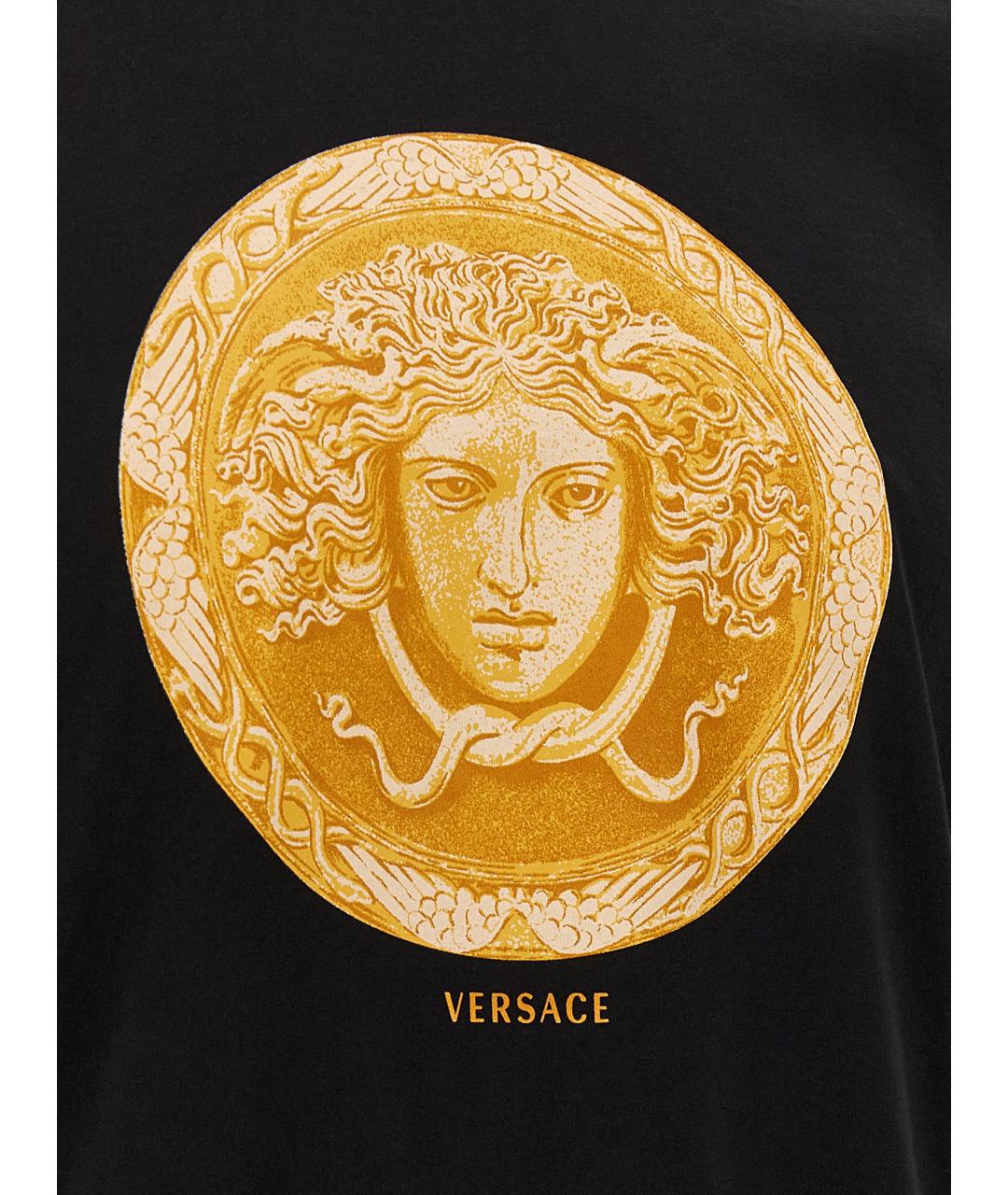 VERSACE Черная хлопковая футболка, фото 4