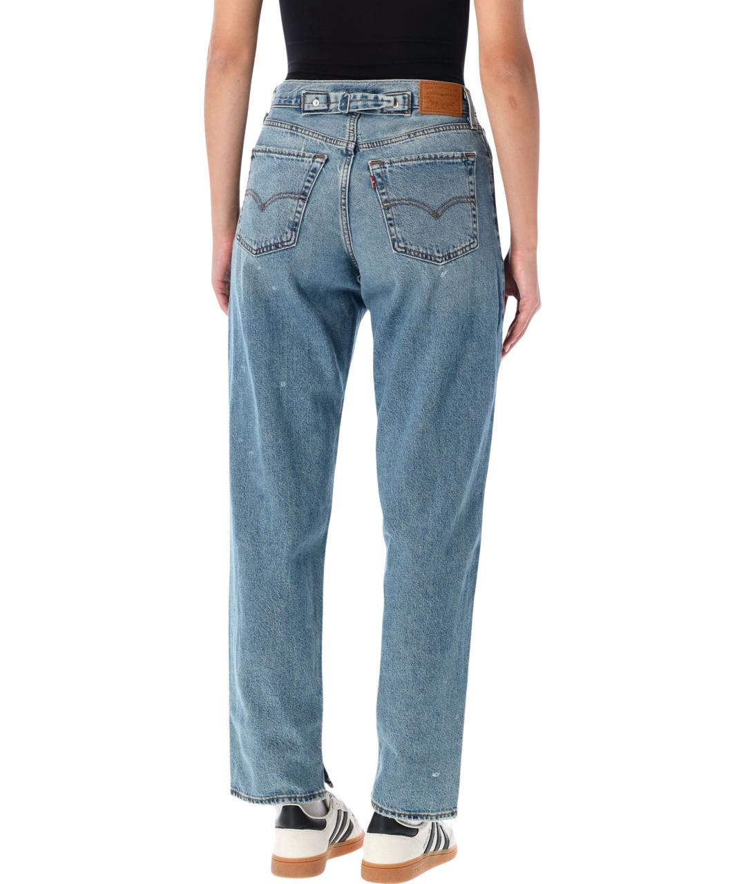 LEVI'S Голубые хлопковые прямые джинсы, фото 2