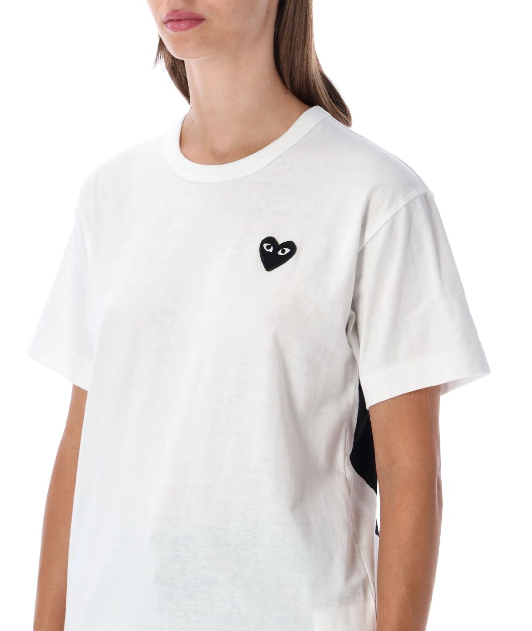 COMME DES GARÇONS PLAY Белая хлопковая футболка, фото 3