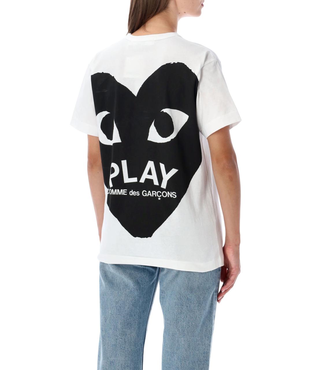 COMME DES GARÇONS PLAY Белая хлопковая футболка, фото 2