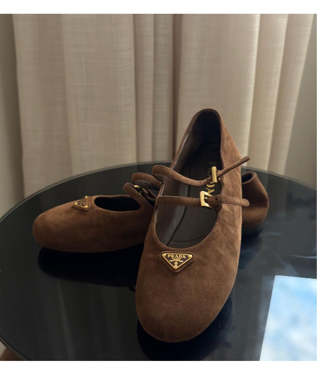 PRADA Коричневые замшевые балетки, фото 6