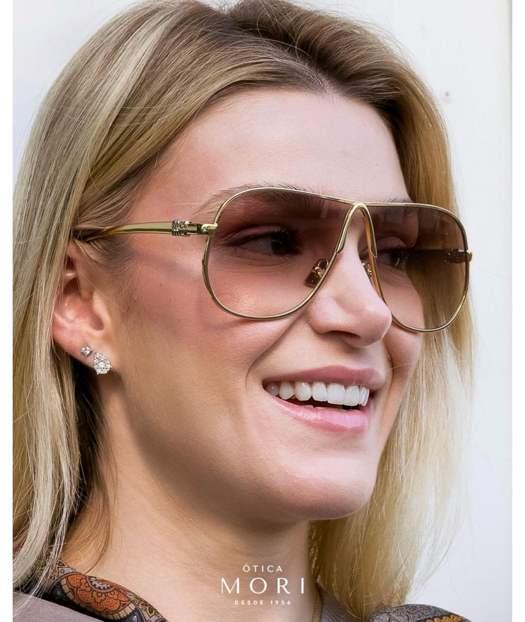 MIU MIU Коричневые металлические солнцезащитные очки, фото 7