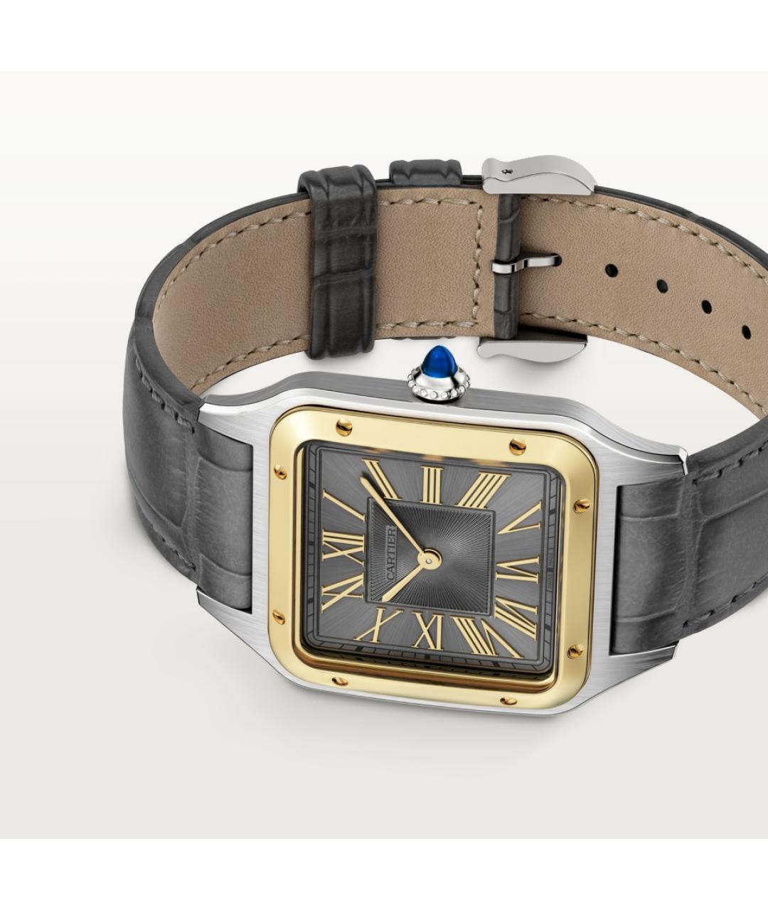CARTIER Черные часы из желтого золота, фото 4