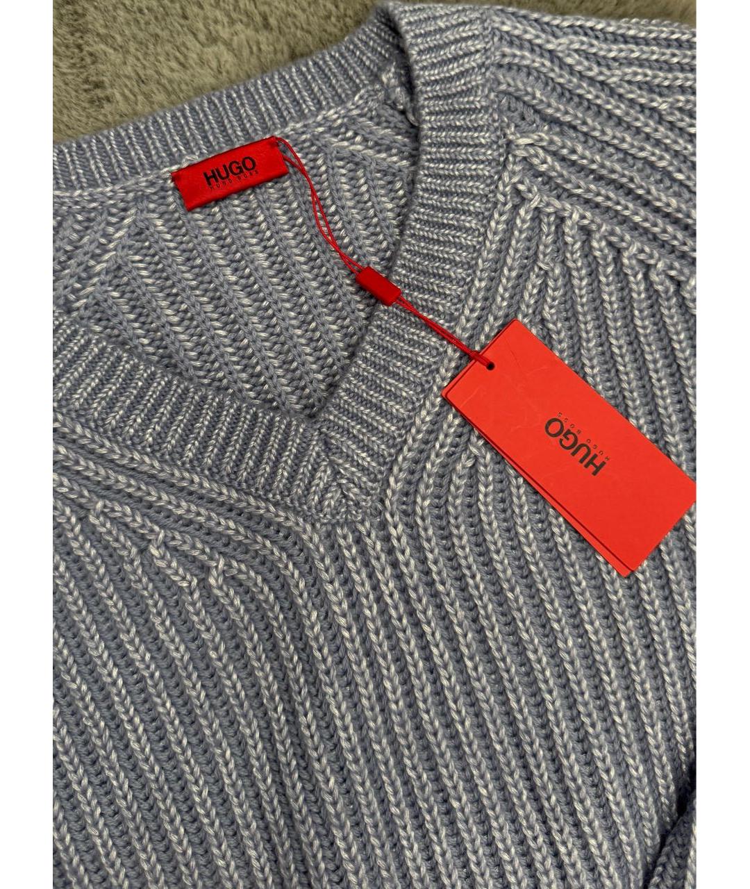 HUGO BOSS Голубой шерстяной джемпер / свитер, фото 4