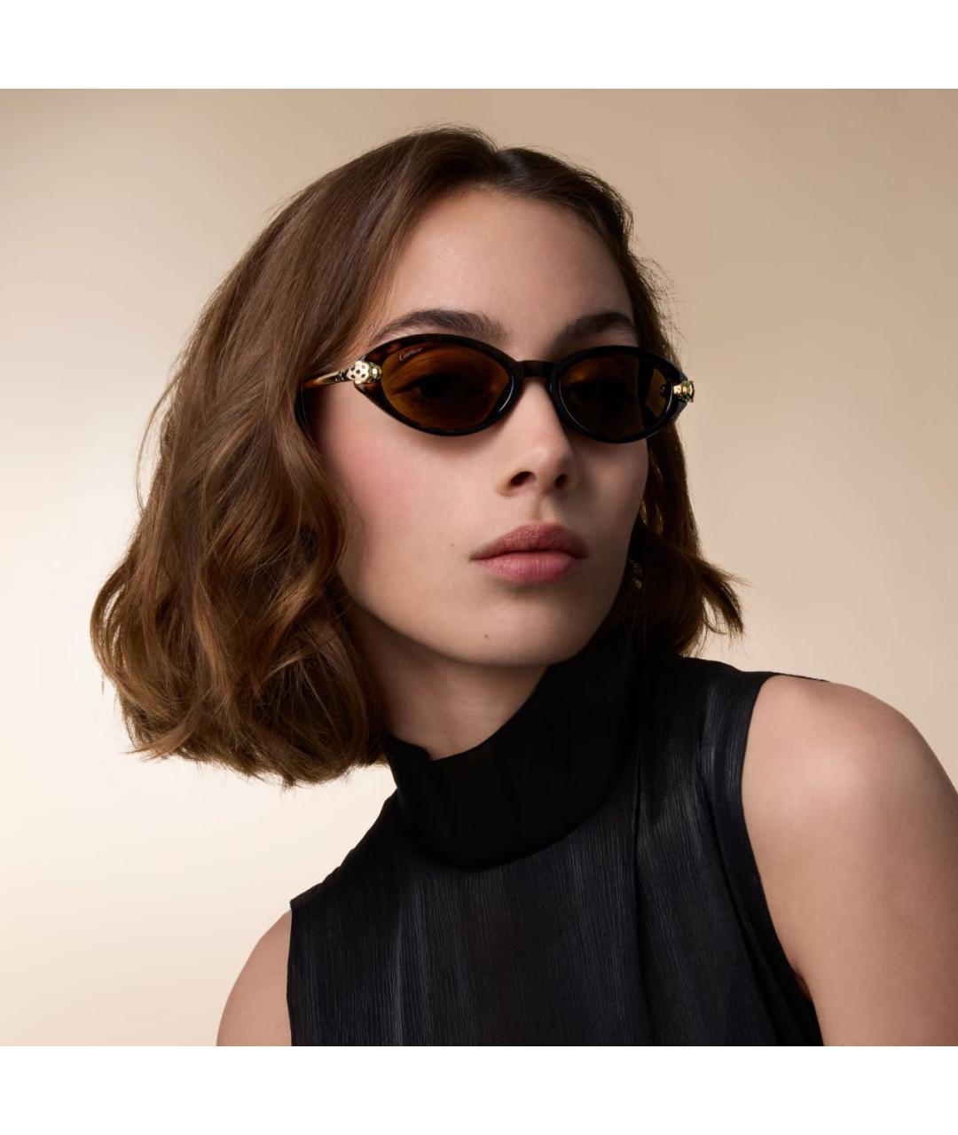 CARTIER Коричневые металлические солнцезащитные очки, фото 2