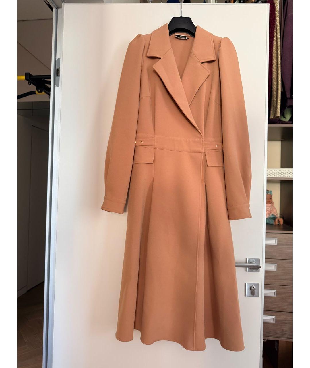 ELISABETTA FRANCHI Бежевое полиэстеровое повседневное платье, фото 8