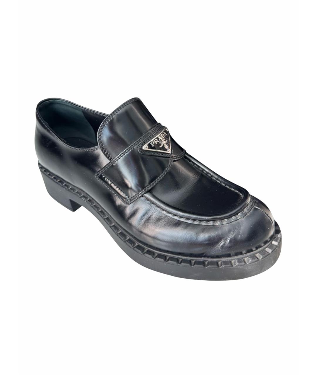PRADA Черные кожаные лоферы, фото 1