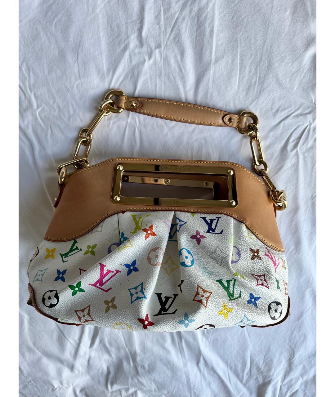 LOUIS VUITTON Белая кожаная сумка с короткими ручками, фото 3
