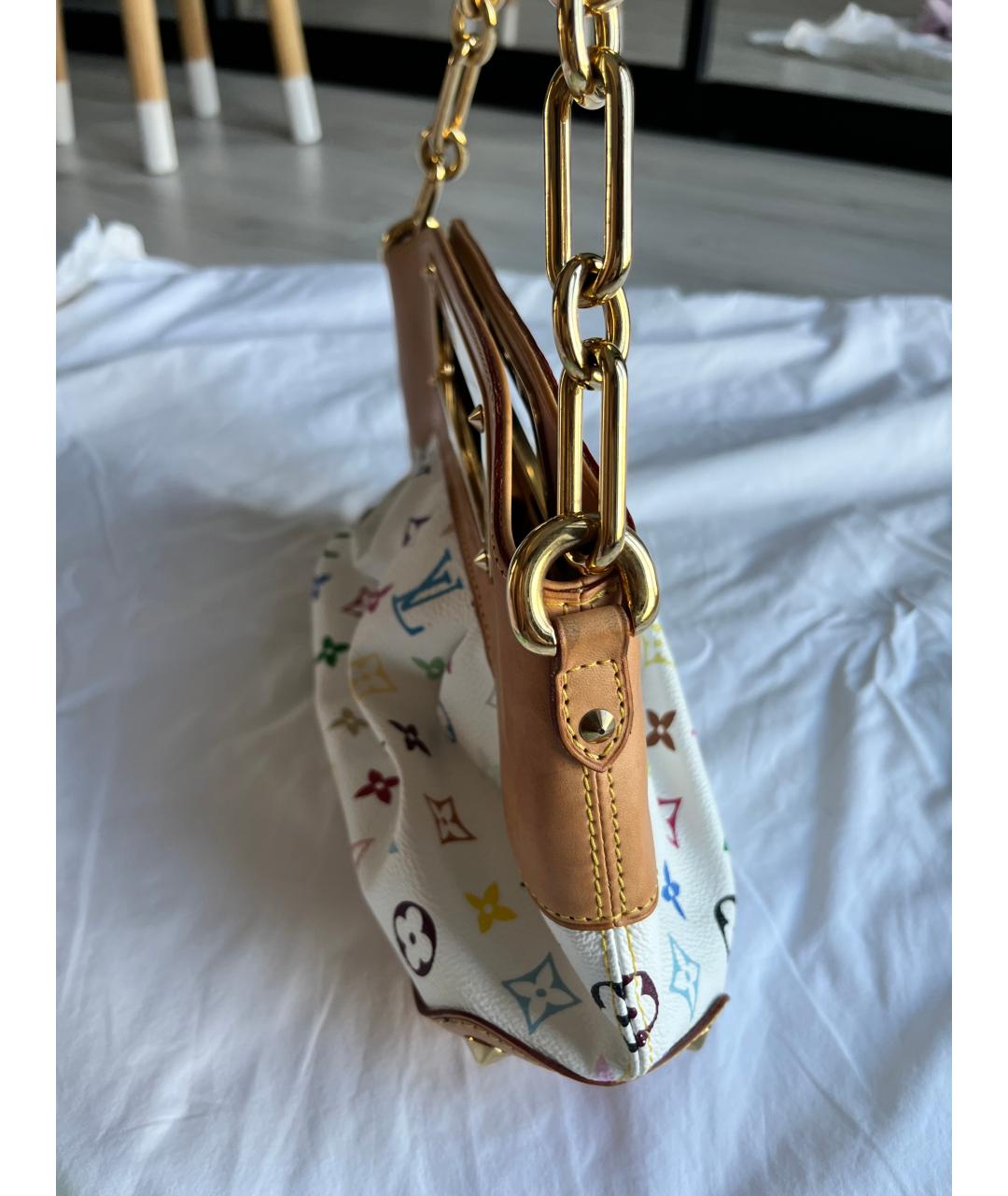 LOUIS VUITTON Белая кожаная сумка с короткими ручками, фото 2