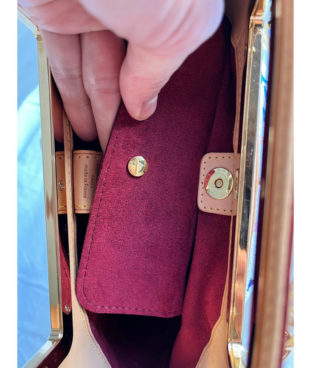 LOUIS VUITTON Белая кожаная сумка с короткими ручками, фото 6
