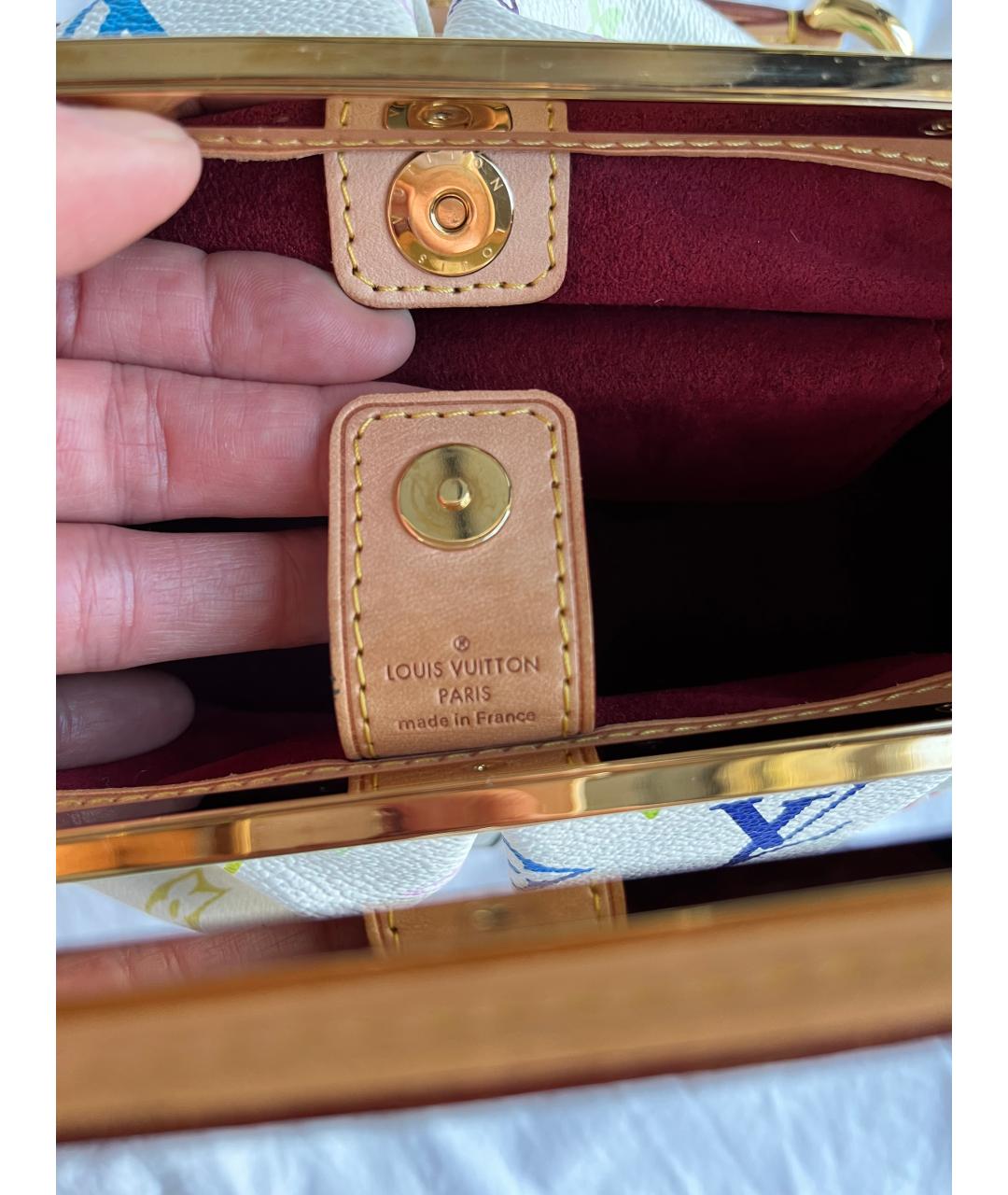 LOUIS VUITTON Белая кожаная сумка с короткими ручками, фото 5