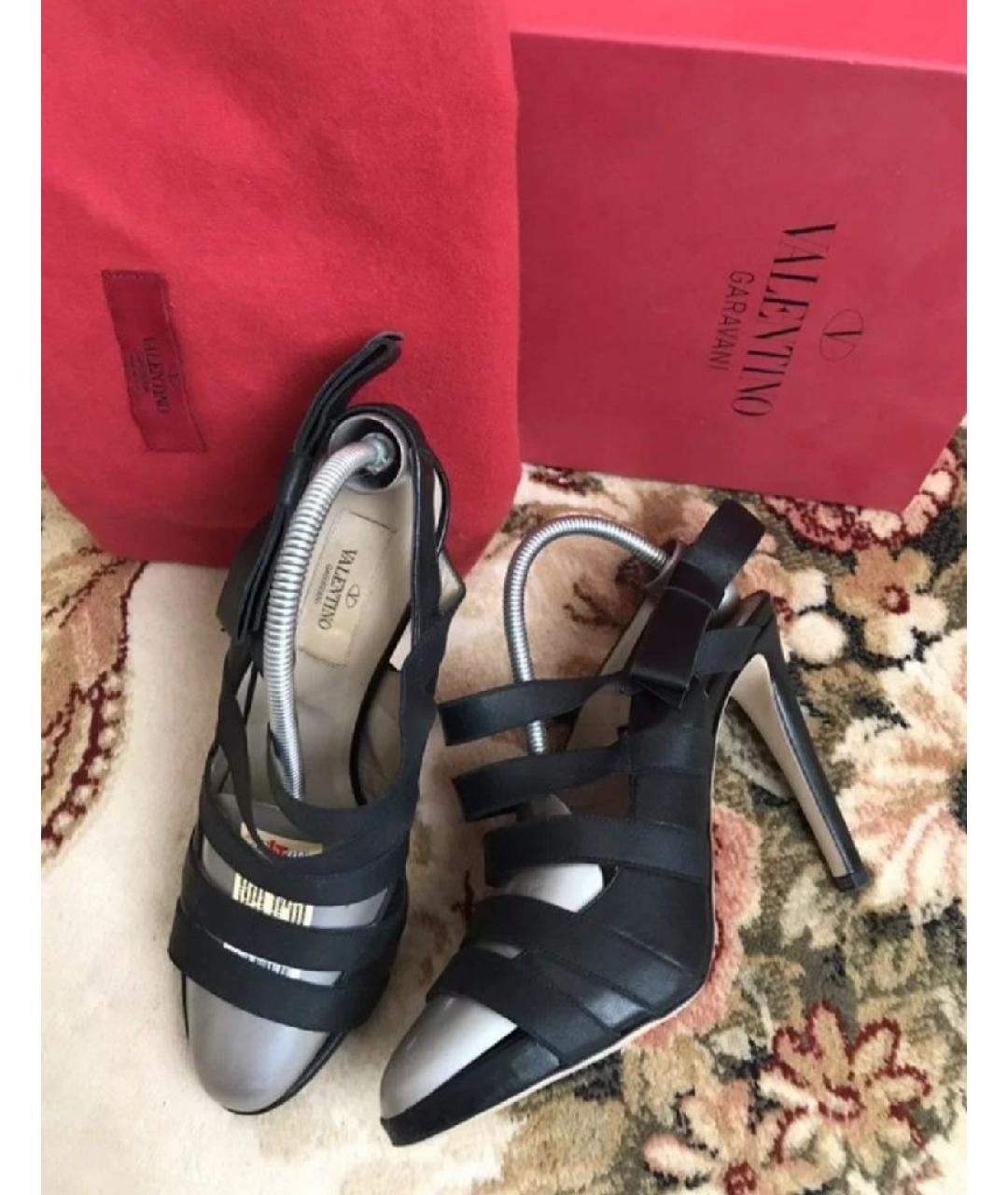 VALENTINO Черные кожаные босоножки, фото 9