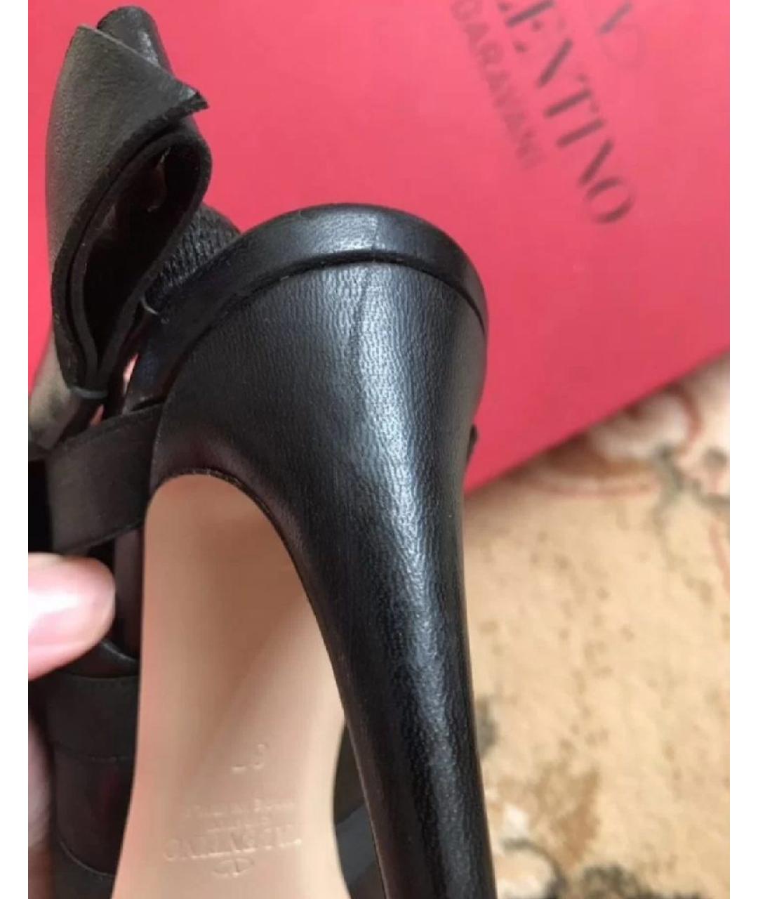 VALENTINO Черные кожаные босоножки, фото 8