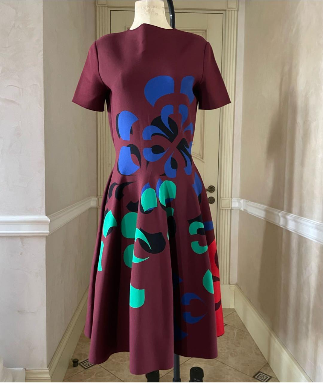 ALEXANDER MCQUEEN Бордовое вискозное коктейльное платье, фото 2