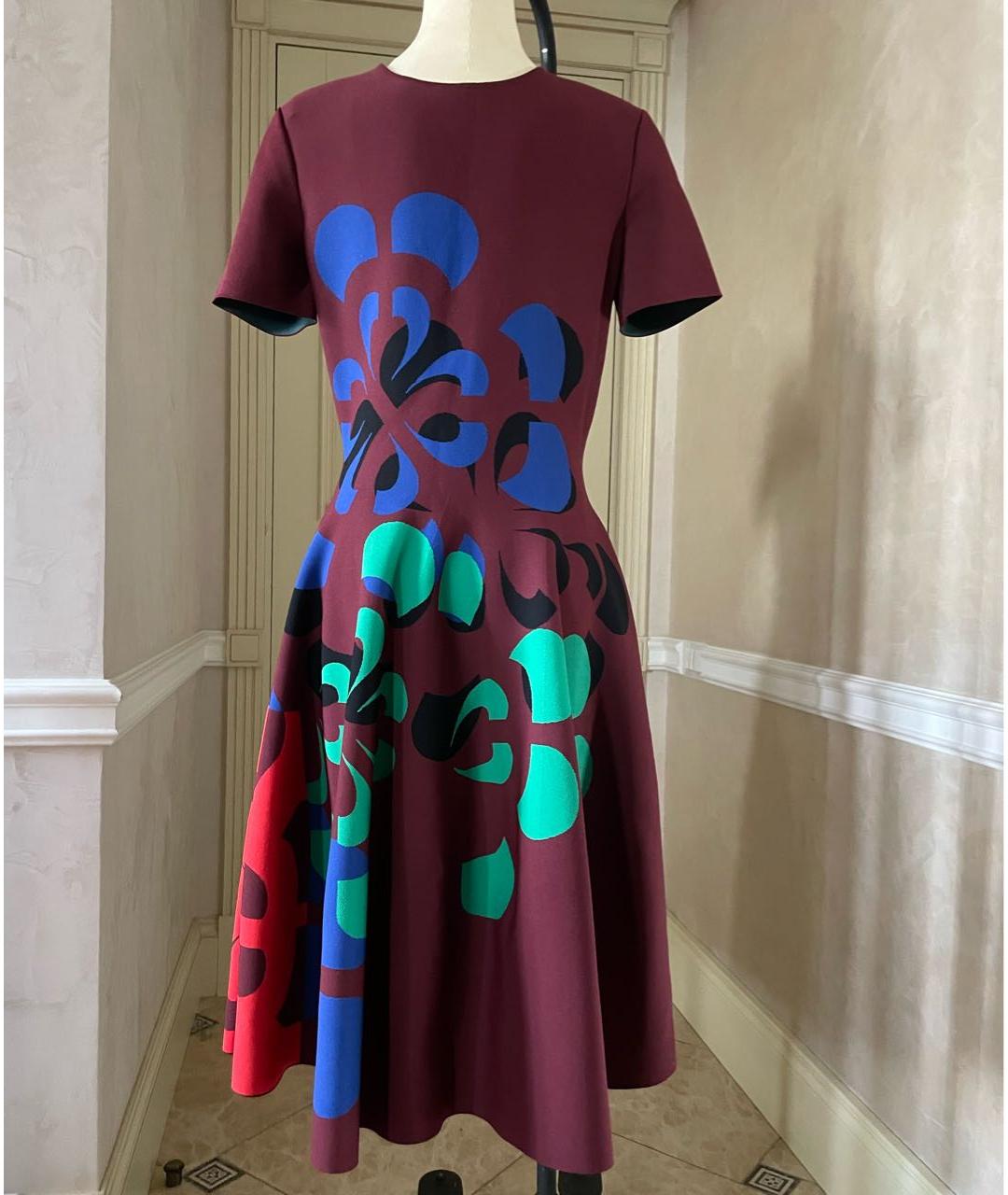 ALEXANDER MCQUEEN Бордовое вискозное коктейльное платье, фото 8