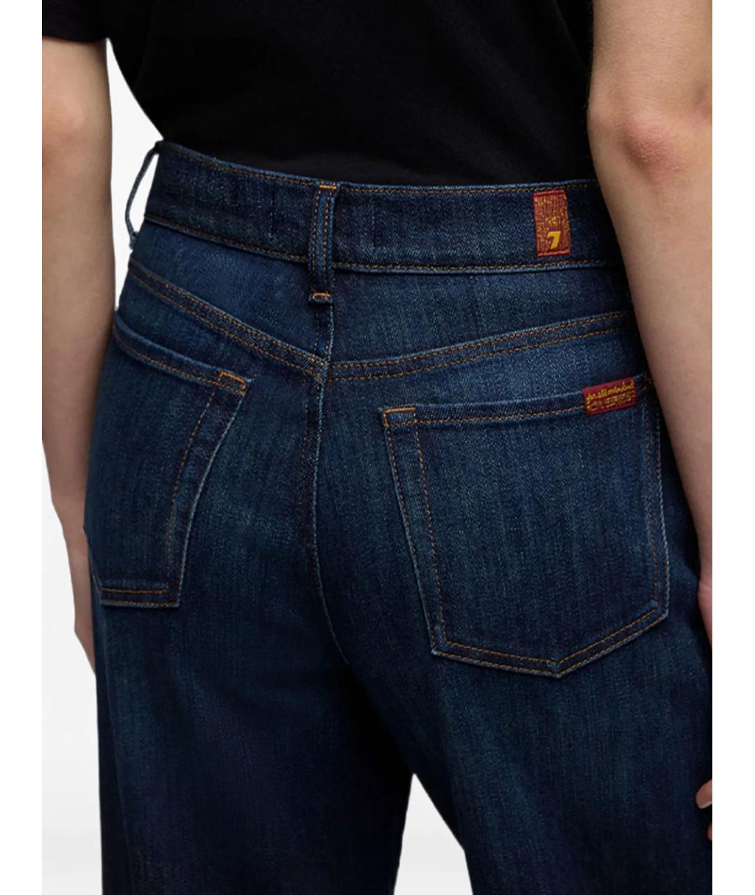 7 FOR ALL MANKIND Синие хлопковые прямые джинсы, фото 5