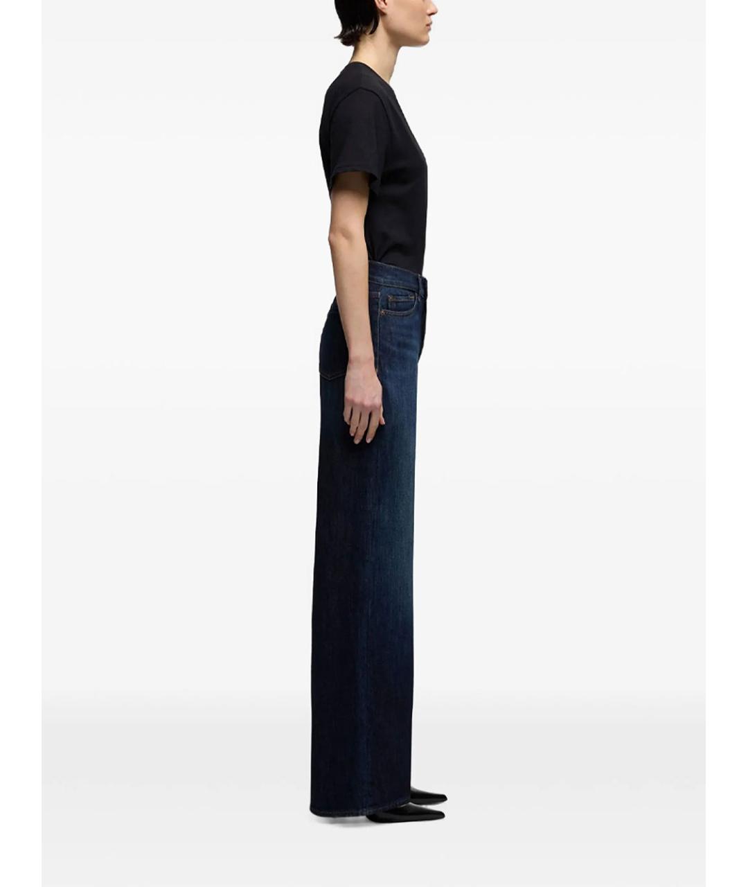 7 FOR ALL MANKIND Синие хлопковые прямые джинсы, фото 4